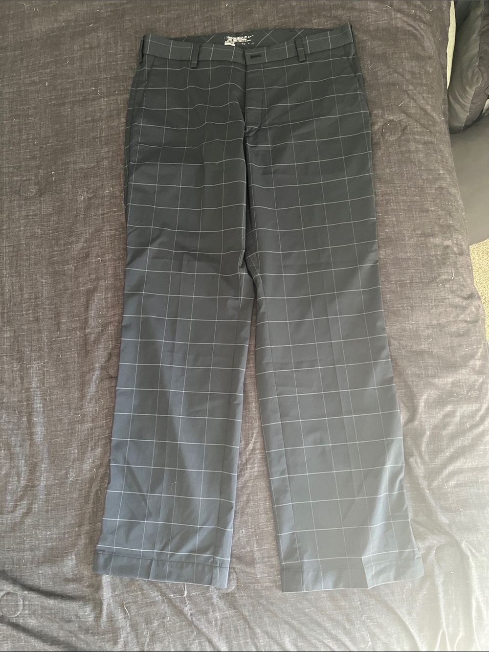 Black Nike Golf Pants with Light-Gray Windowpane